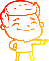 warm gradient line drawing of a happy cartoon man png