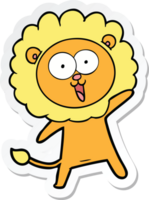 autocollant d'un lion de dessin animé heureux png