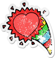 adesivo angustiado de um símbolo de coração de amor de desenho animado png