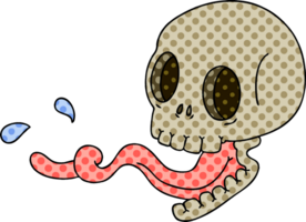 hand drawn quirky cartoon skull with tongue png