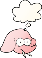 cartoon elephant face with thought bubble in smooth gradient style png