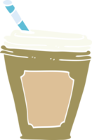 cartoon doodle coffee cup with straw png