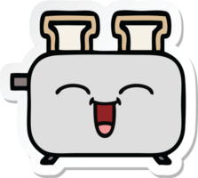 sticker of a cute cartoon of a toaster png