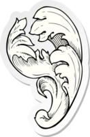 sticker of a traditional hand drawn floral swirl png