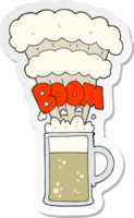 autocollant d'une bière qui explose de dessin animé png