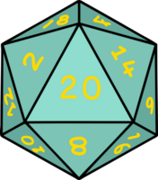 Retro Tattoo Style natural 20 D20 dice roll png