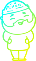 frio gradiente linha desenhando do uma desenho animado feliz barbudo homem png