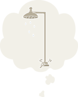 cartoon shower with thought bubble in retro style png