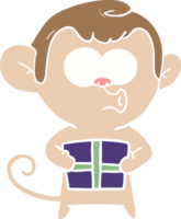 singe de noël dessin animé style couleur plat png