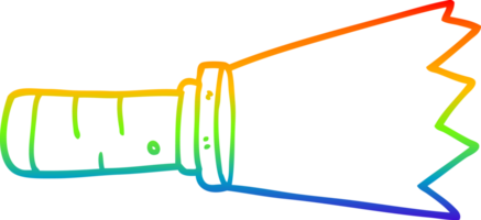 rainbow gradient line drawing of a cartoon lit torch png