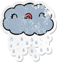 distressed sticker of a cute cartoon cloud png