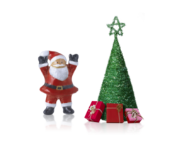 mini ceramic santa claus doll and related object for decorate in x mas festival, transparent background png