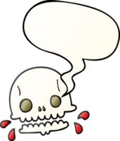 cartoon spooky skull with speech bubble in smooth gradient style png