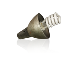 Old technology and wasting electricity, burned out light bulb, transparent background png