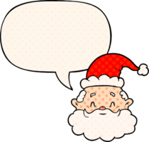 cartoon santa claus face with speech bubble in comic book style png