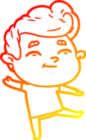 warm gradient line drawing of a happy cartoon man png