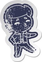 distressed old cartoon sticker kawaii 1950 cute boy png