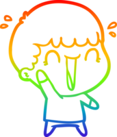rainbow gradient line drawing of a laughing cartoon man png
