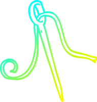 cold gradient line drawing of a cartoon needle and thread png