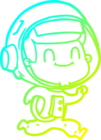 cold gradient line drawing of a happy cartoon astronaut png