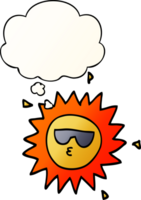 cartoon sun with thought bubble in smooth gradient style png