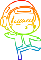 rainbow gradient line drawing of a cartoon curious astronaut png
