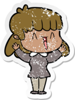 distressed sticker of a cartoon woman png