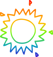 rainbow gradient line drawing of a cartoon sun png