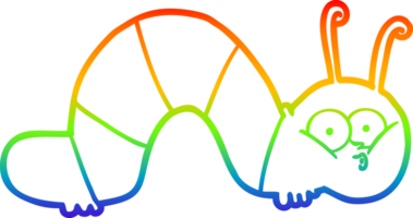 Regenbogen Gradient Linie Zeichnung von ein Karikatur Raupe png