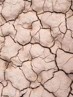 deep cracks at the bottom of a dry lake, vertical top view photo