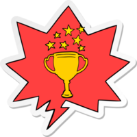 cartoon sports trophy with speech bubble sticker png