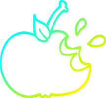 cold gradient line drawing of a cartoon juicy bitten apple png