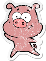 noodlijdende sticker van een happy cartoon varken png