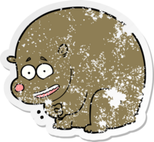 distressed sticker of a cartoon bear png