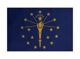 ilustración. oficial bandera de Indiana, Estados Unidos estado. nacional bandera con amarillo estrellas en azul antecedentes. creativo diseño en poligonal estilo con triangular formas vector