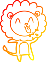 warm gradient line drawing of a happy cartoon lion png