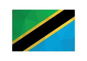illustration. Official symbol of Tanzania. National flag in green, yellow, black, blue colors. Creative design in low poly style with triangular shapes. vector