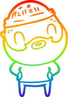rainbow gradient line drawing of a cartoon bearded man png