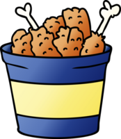 hand drawn gradient cartoon doodle bucket of fried chicken png