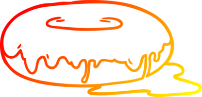 warm gradient line drawing of a Cartoon donut png