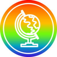 globe carte circulaire icône avec arc en ciel pente terminer png