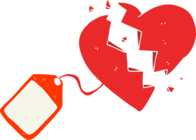 ilustración de color plano de la etiqueta del equipaje en el corazón roto png