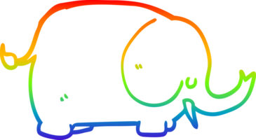 rainbow gradient line drawing of a cartoon elephant png