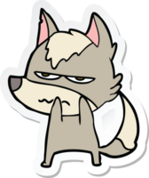 adesivo de um lobo irritado de desenho animado png