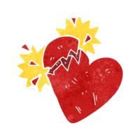 hand retro cartoon broken heart png