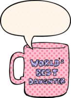 worlds best daughter mug with speech bubble in comic book style png