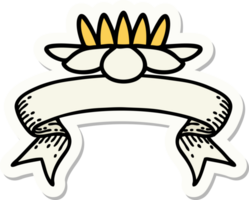 tattoo style sticker with banner of a lily pad flower png