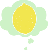 dessin animé citron avec pensée bulle dans rétro style png