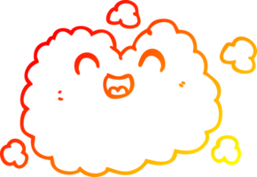 warm helling lijn tekening van een tekenfilm gelukkig rook wolk png