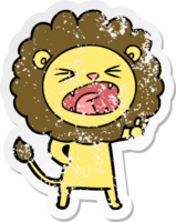 distressed sticker of a cartoon lion png